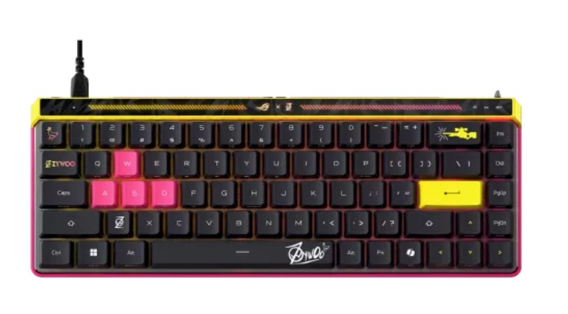 ZywOo uses the ASUS ROG Falchion Ace HFX ZywOo Edition keyboard in his CS2 games. Image Credits: ASUS ROG