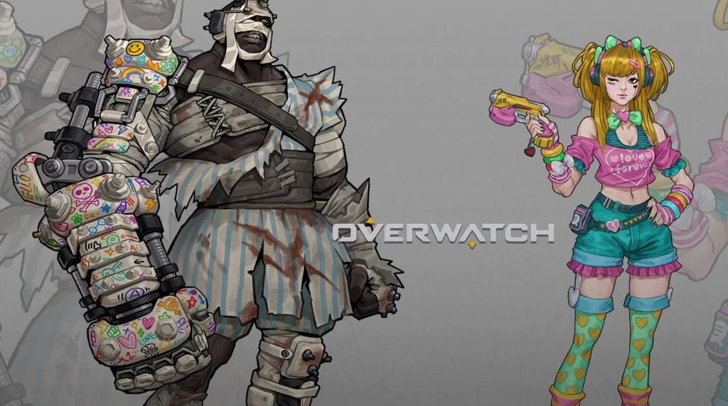 These D.Va and Doomfist designs won the Overwatch skin contest, but they just received copying allegations from another artist and may not remain. Image Credits: Blizzard
