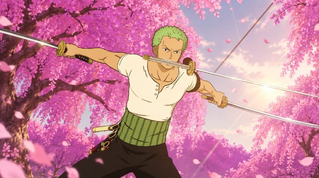 The Zoro Fortnite x One Piece Skin. Image Credits: HYPEX, Epic Games